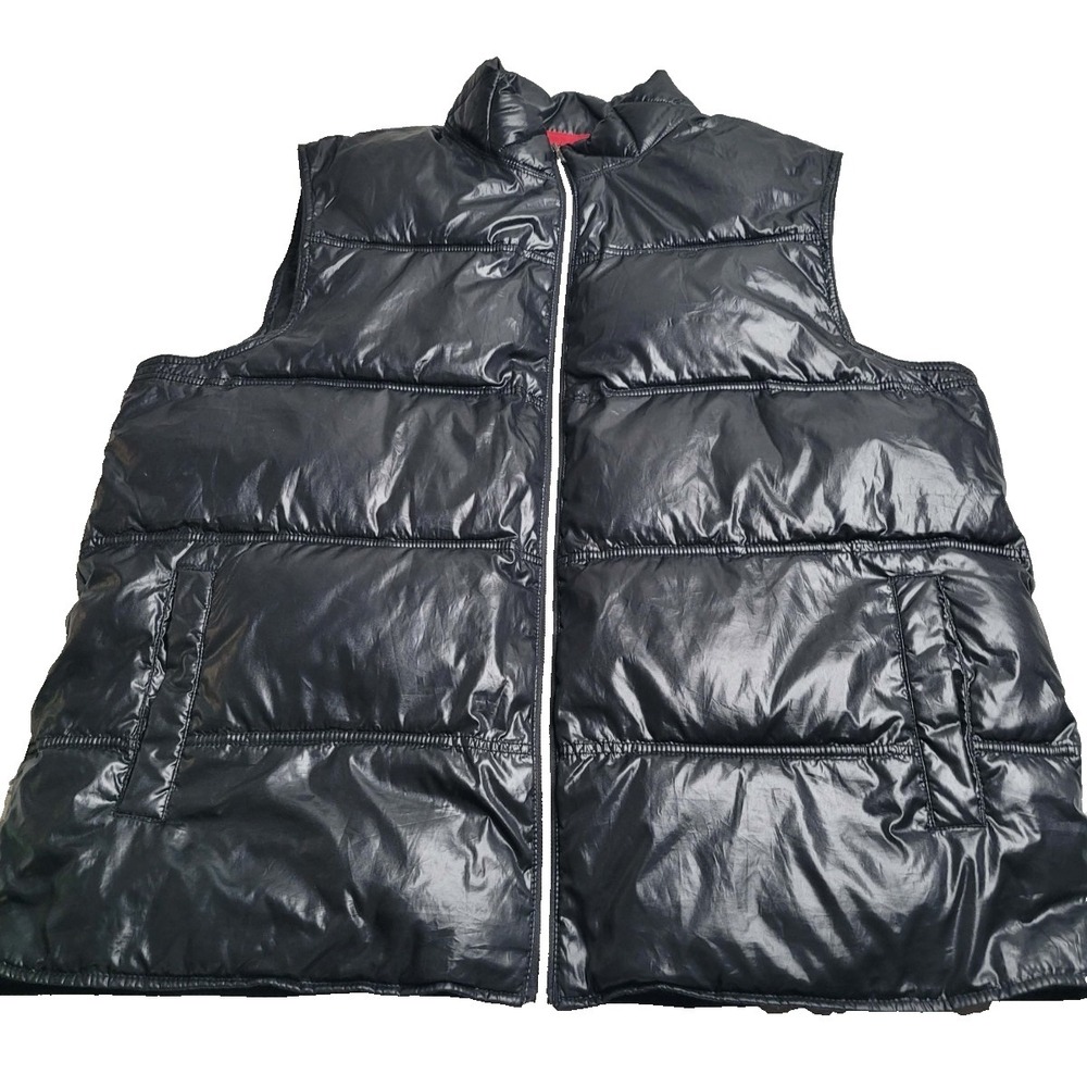 CONVERSE One Star Mens Puffer/Puffy Zip Shiny Vest, sz‎ XL - black, GREAT COND!